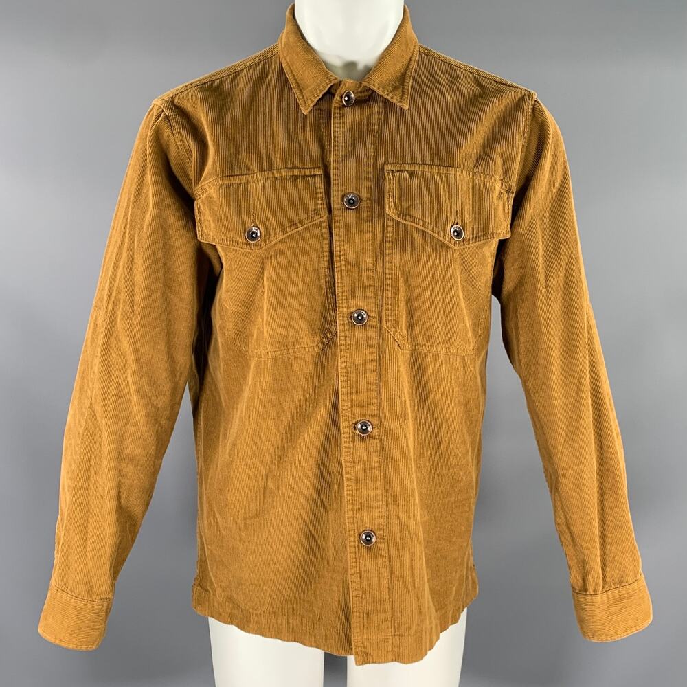 ROWAN Size M Tan Corduroy Cotton Metal Buttons Long Sleeve Shirt